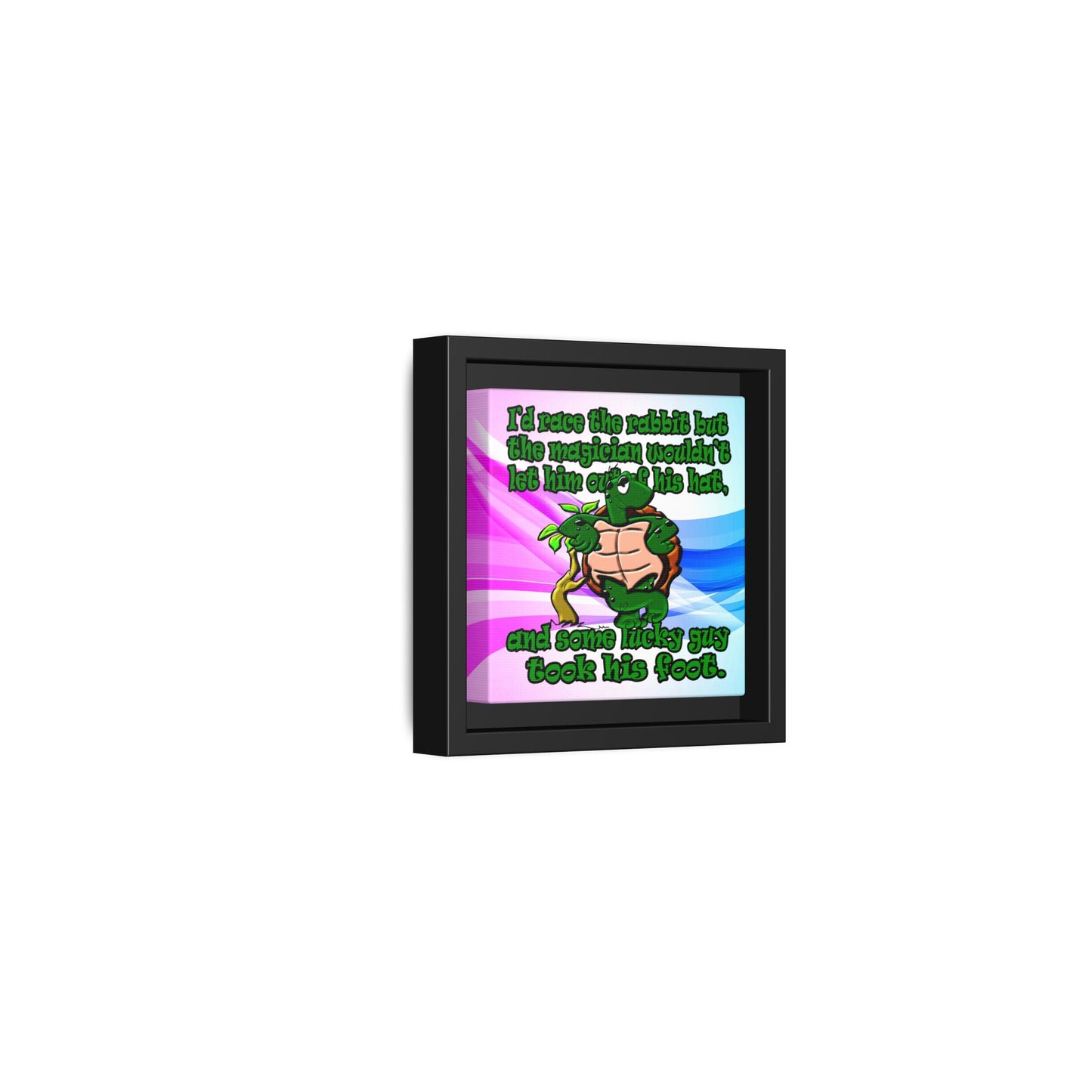 turtle race - framed canvas art (light blue-pink wave)