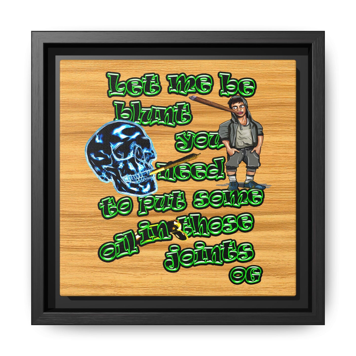 og - framed canvas art (butterscotch wood finish)
