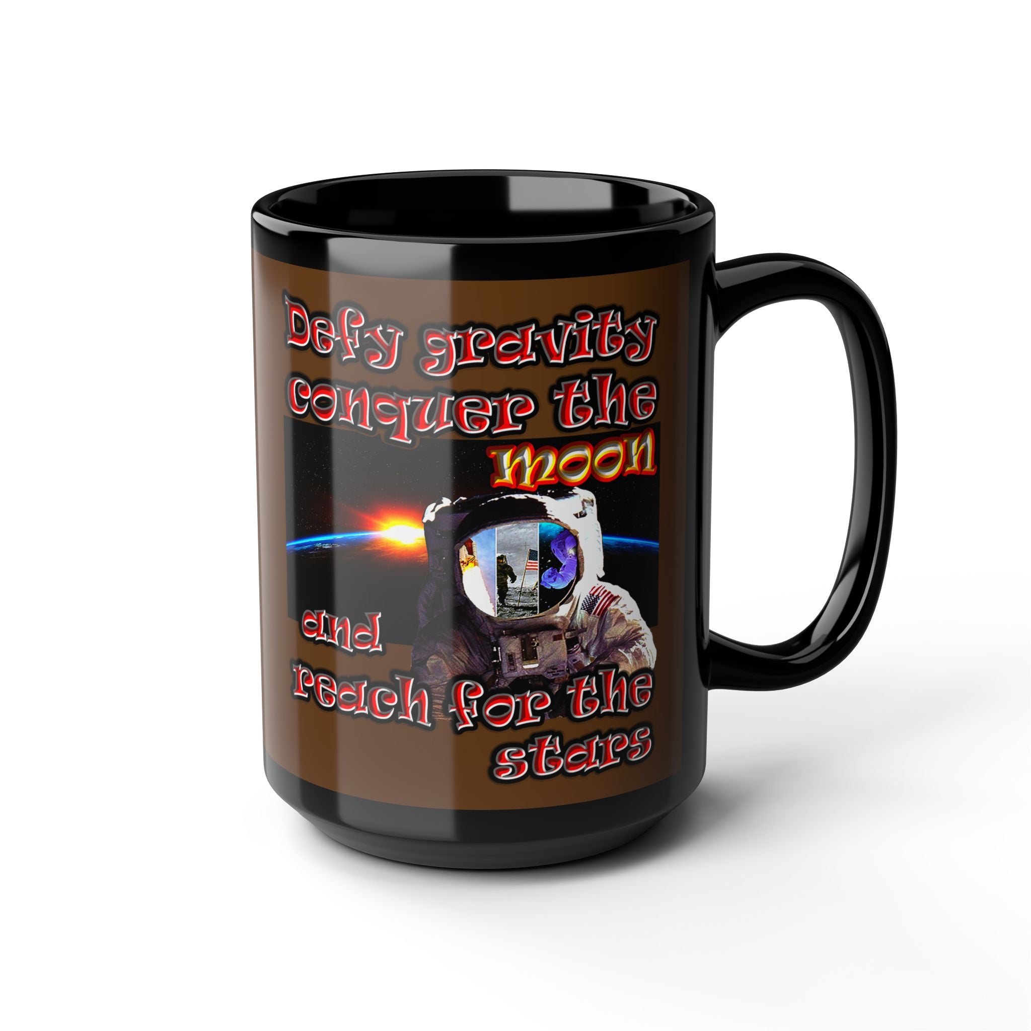 defy conquer reach - Black Mug (brown)