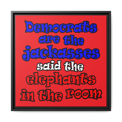 donkeys and elephants - framed canvas art (red)