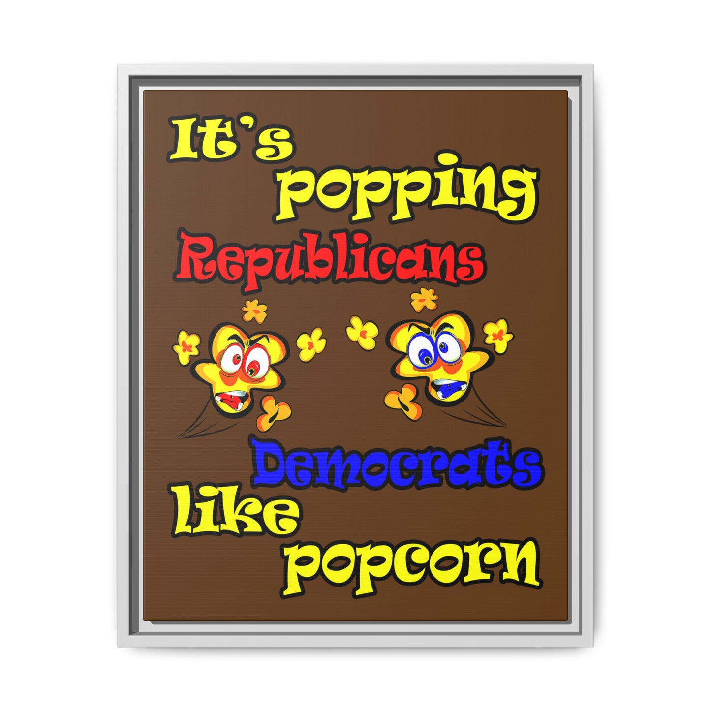 popping like popcorn - framed canvas art (brown)
