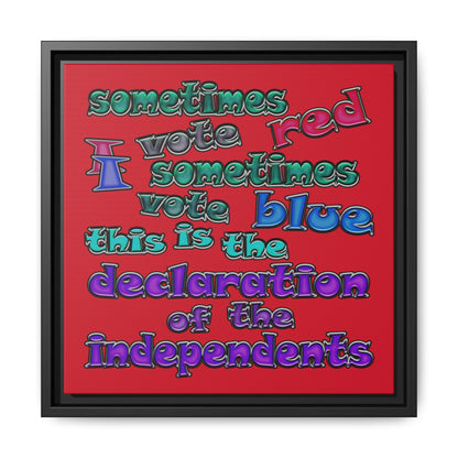 declaration of the independents - framed canvas art (dark red)