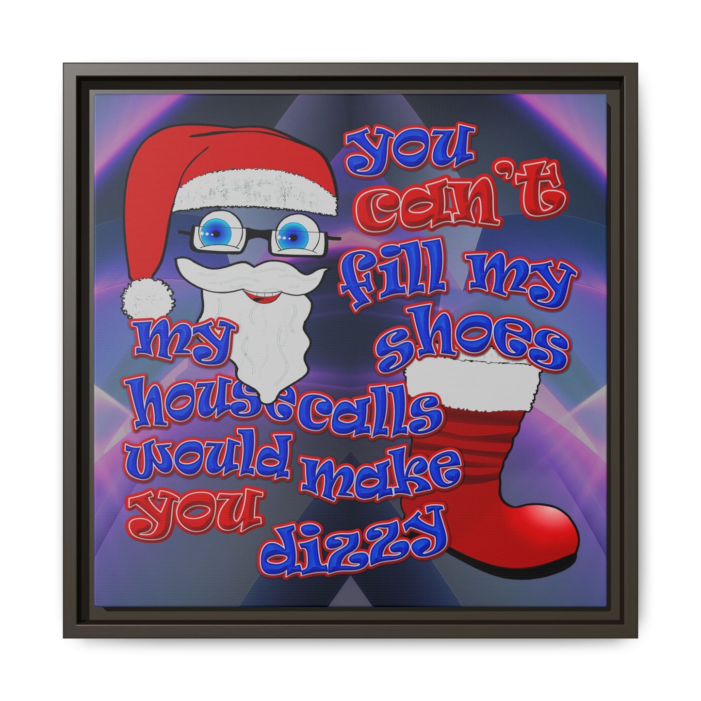 santa's shoes - framed canvas art (grey-pink wave)