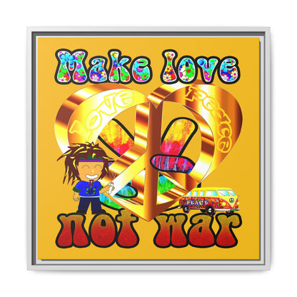 love peace - framed canvas art (yellow)