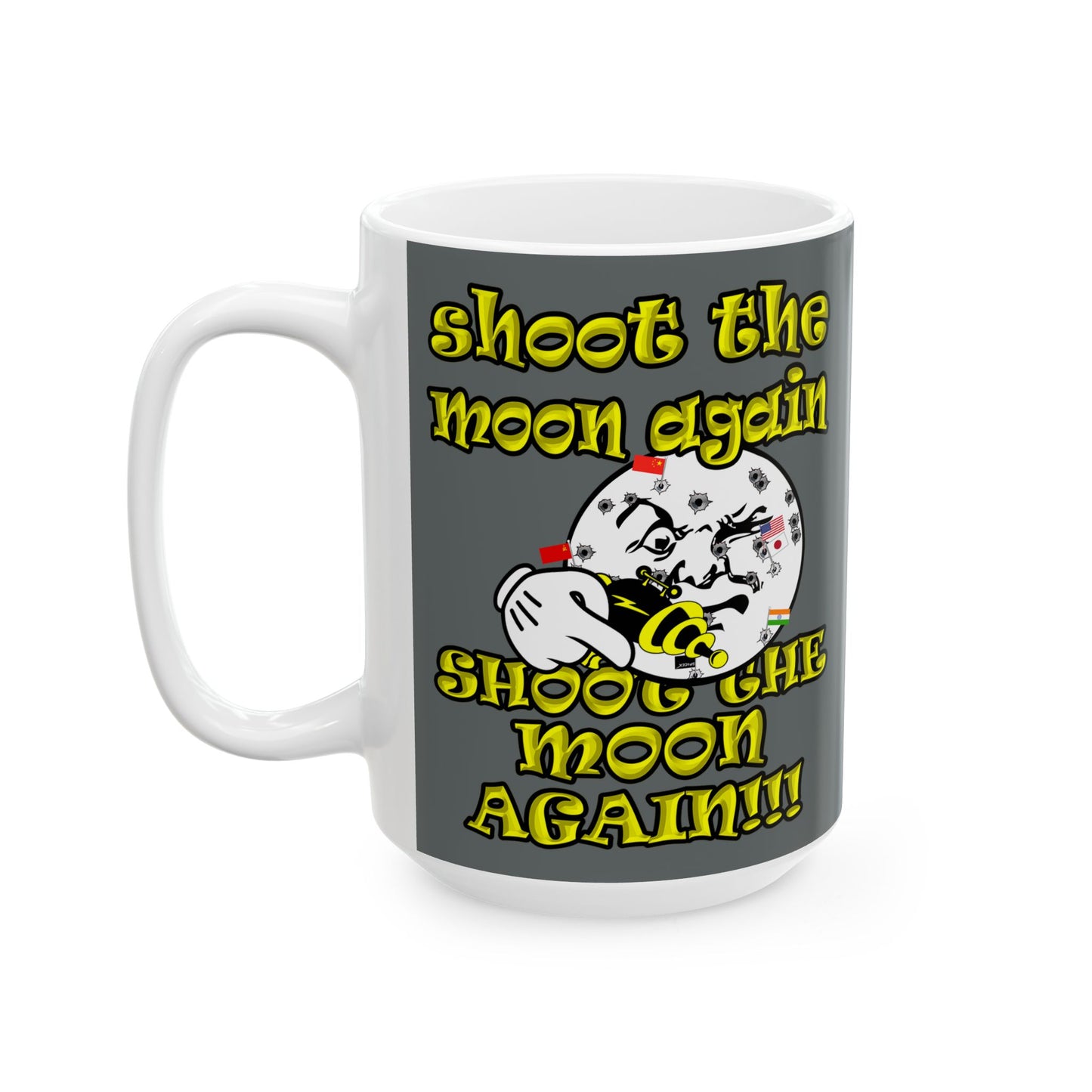shoot the moon again - White Mug (dark grey)