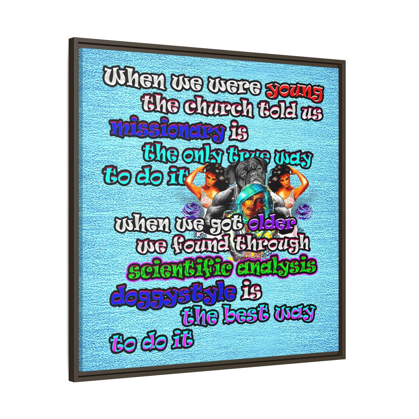 doggystyle - framed canvas art (faded blue)