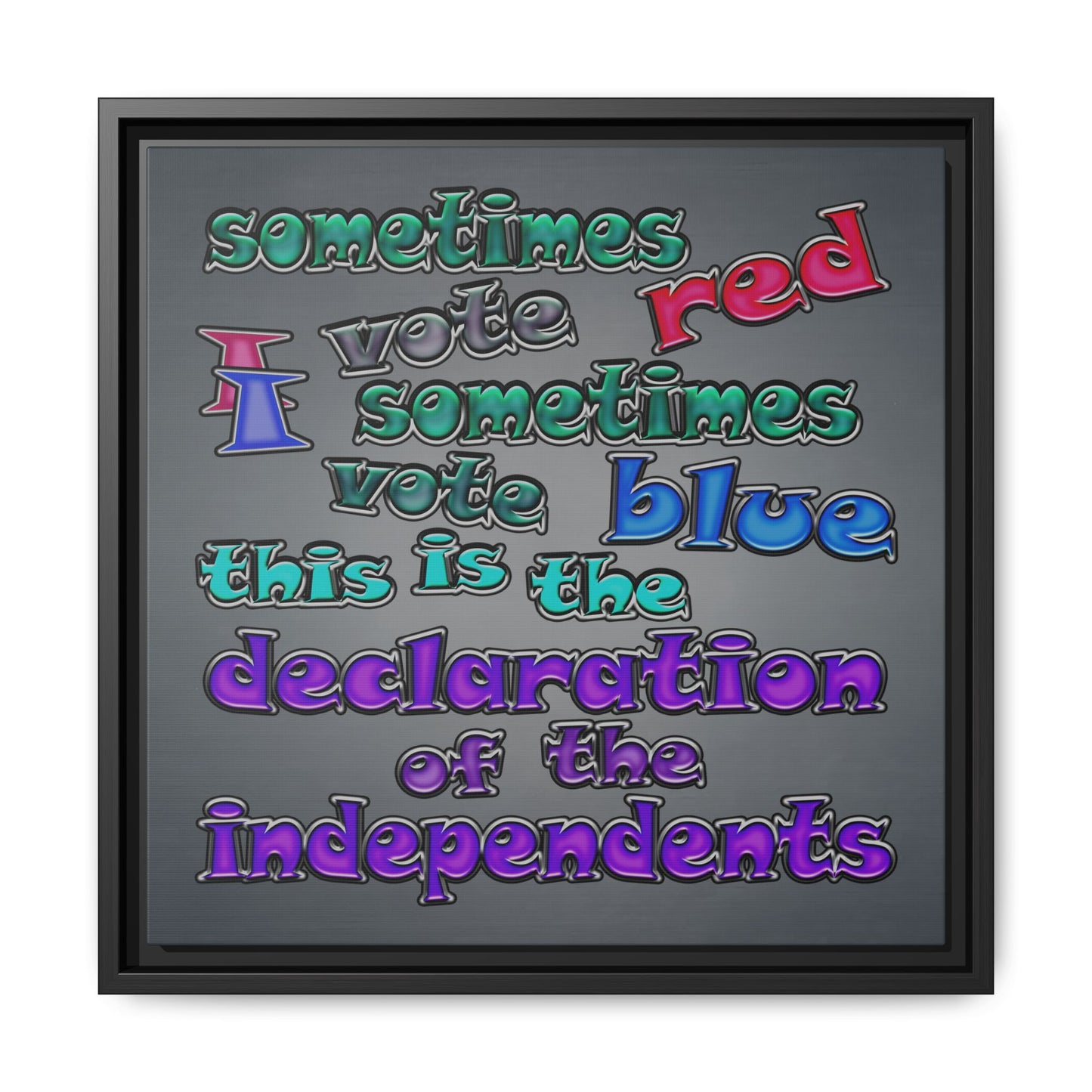 declaration of the independents - framed canvas art (grey-light grey)
