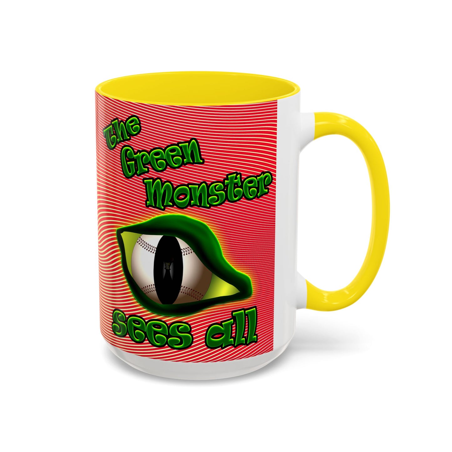 green monster - Accent Mug (yellow-orange wave)