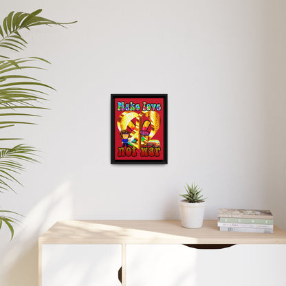 love peace - framed canvas art (dark red)