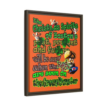 christmas spirits of boston - framed canvas art (orange)
