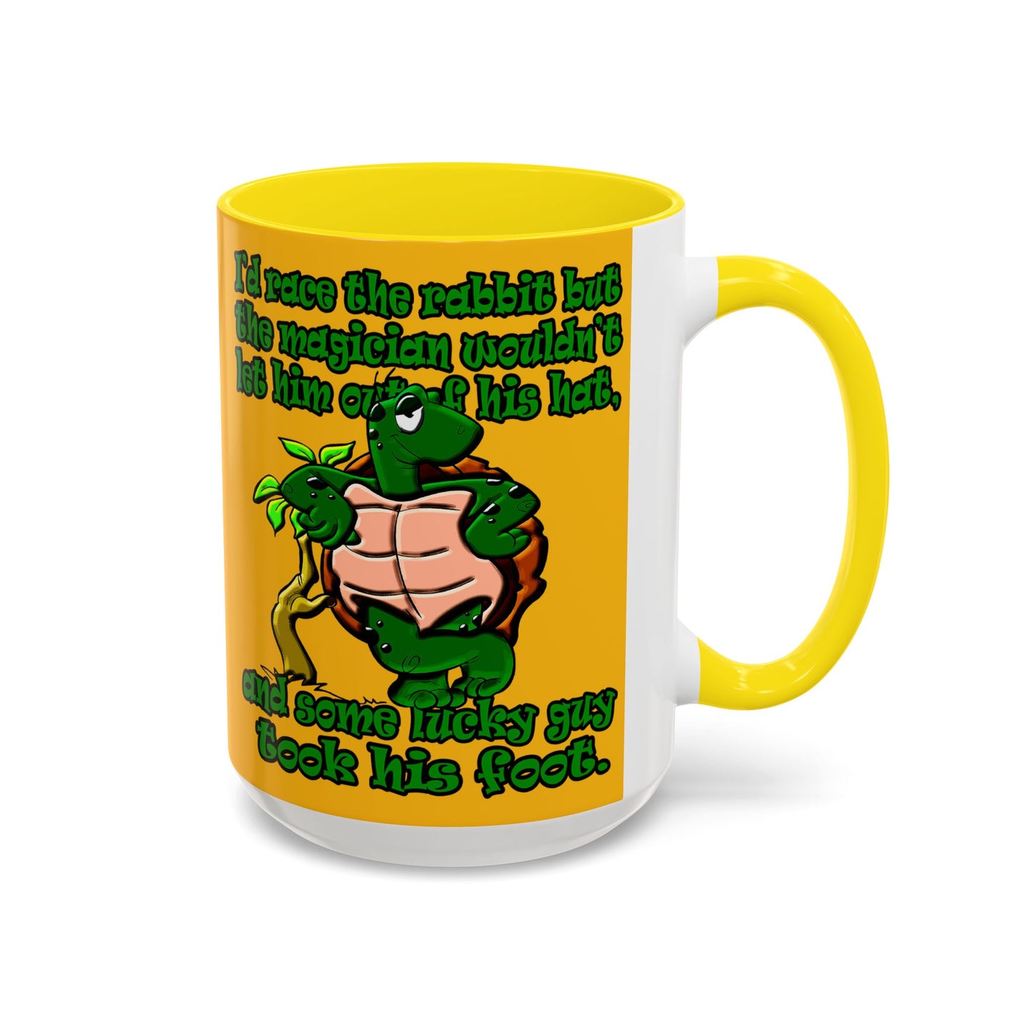 turtle race - Accent Mug (yellow)