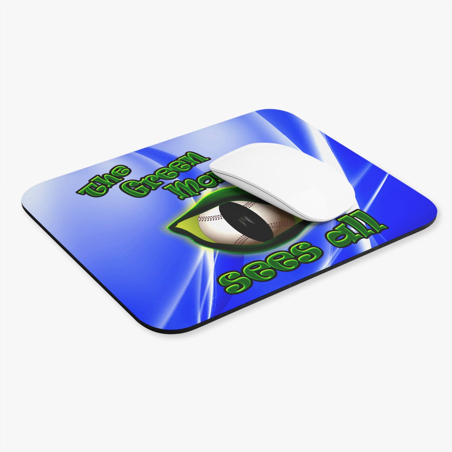 green monster - Mouse Pad (Rectangle) (blue-white wave)