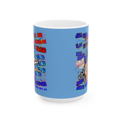 drop the beat - White Mug (light blue)