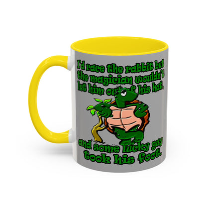 turtle race - Accent Mug (light grey)