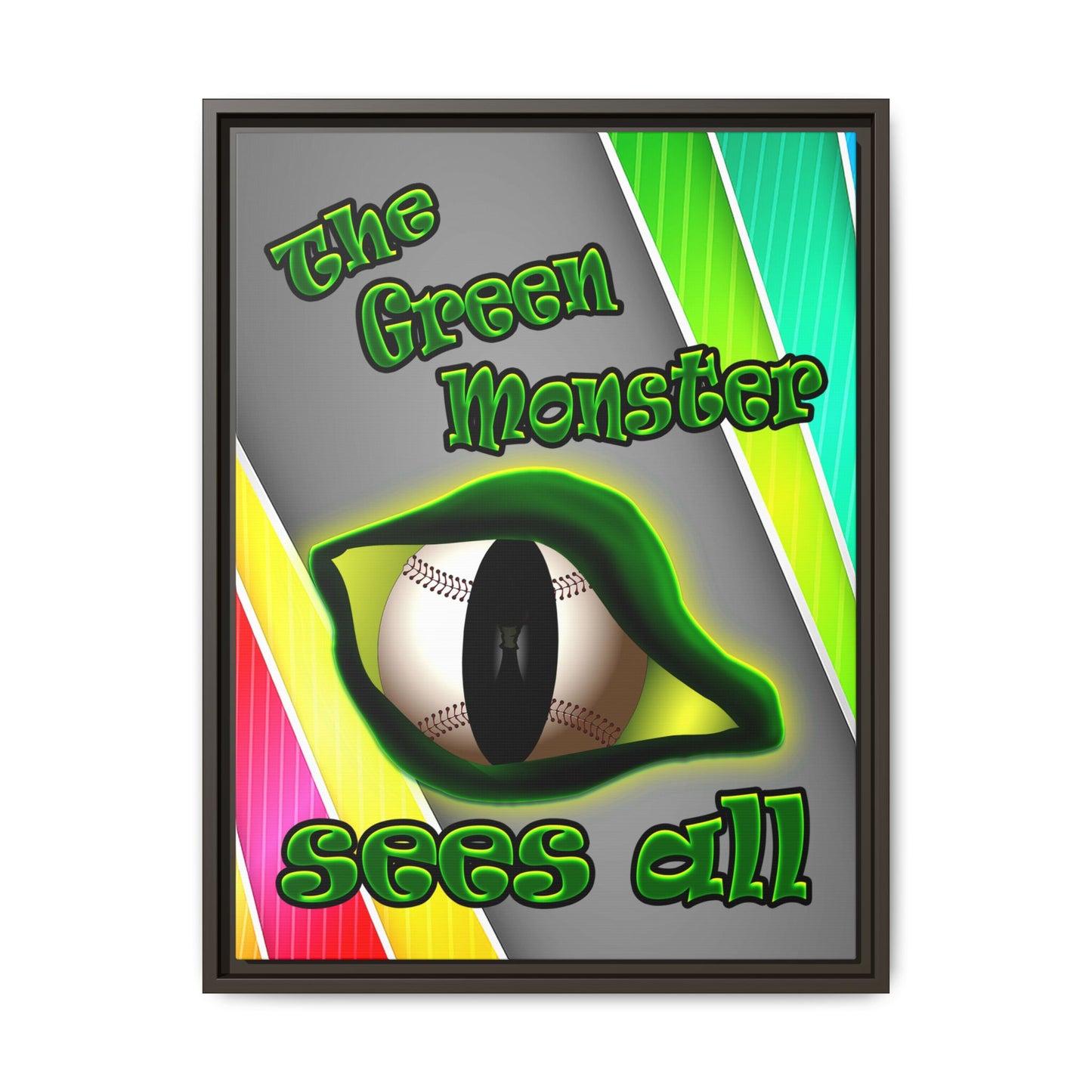 green monster - framed canvas art (rainbow split)
