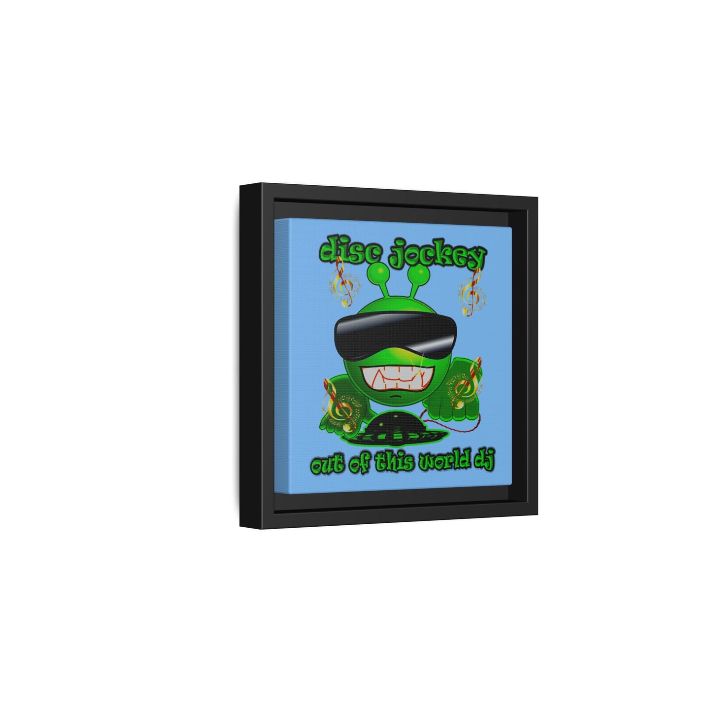 disc jockey - framed canvas art (light blue)