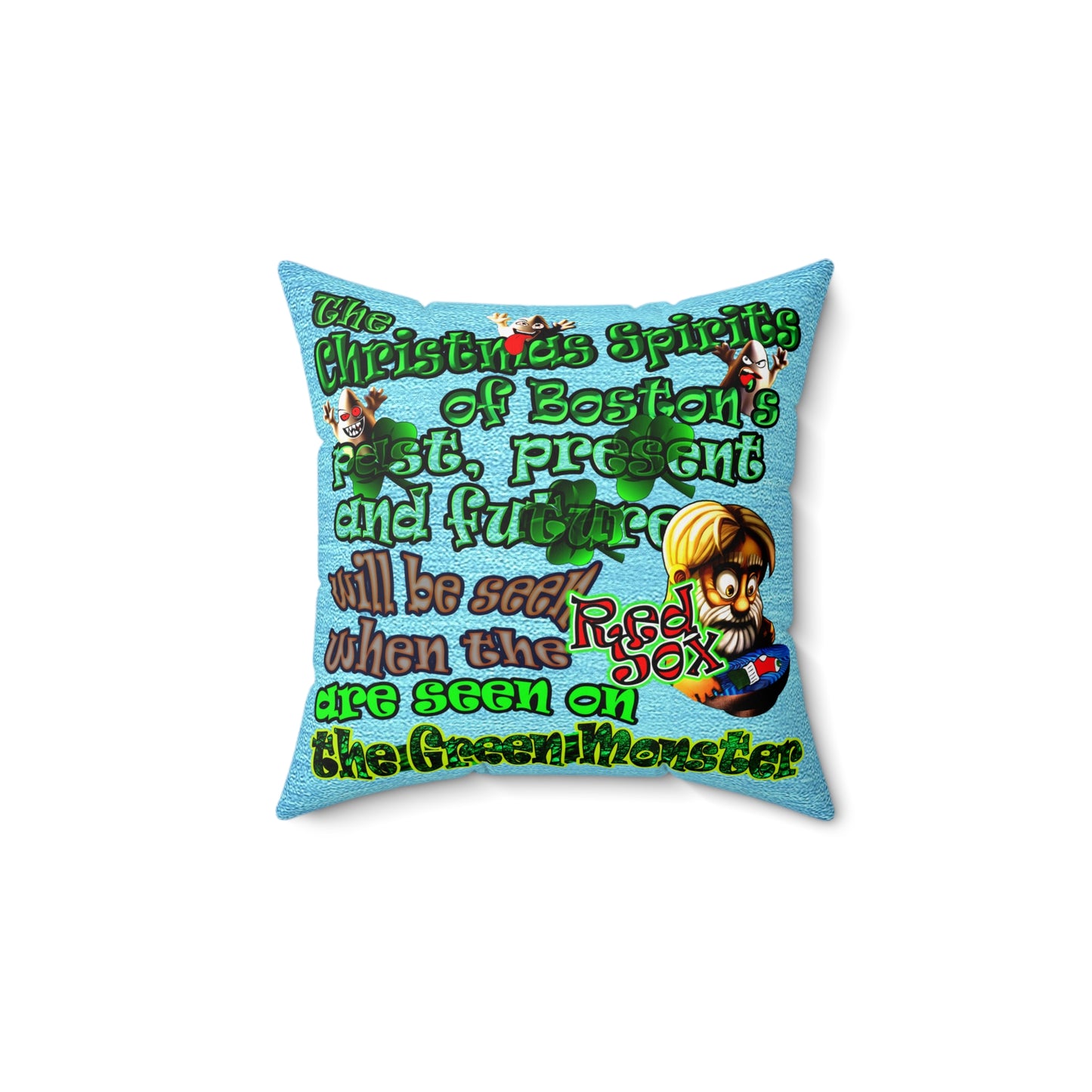 christmas spirits of boston - Spun Polyester Square Pillow - (faded blue)