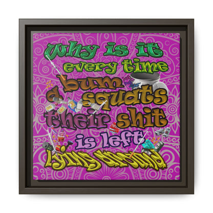 the bum's shit - framed canvas art (pink swirl)