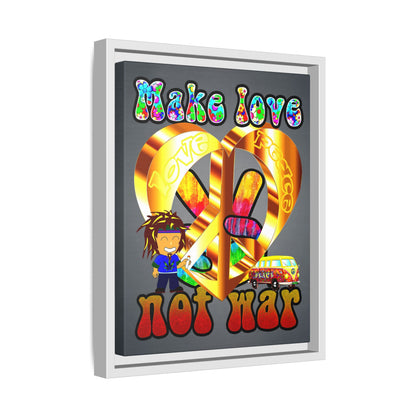 love peace - framed canvas art (grey-light grey)
