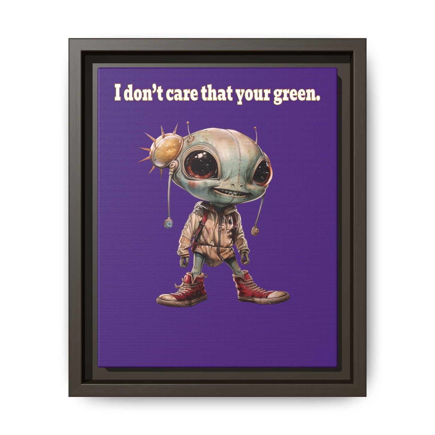 I don't care that your green - framed canvas art (purple)
