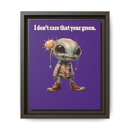 I don't care that your green - framed canvas art (purple)