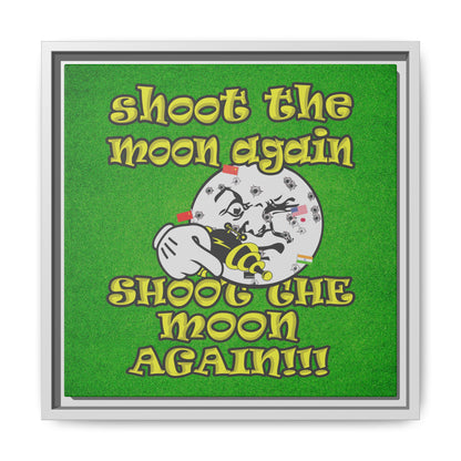 shoot the moon again - framed canvas art (green turf)