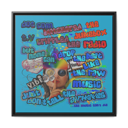 drop the beat - framed canvas art (turquoise)