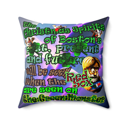 christmas spirits of boston - Faux Suede Square Pillow - (grey-pink wave)