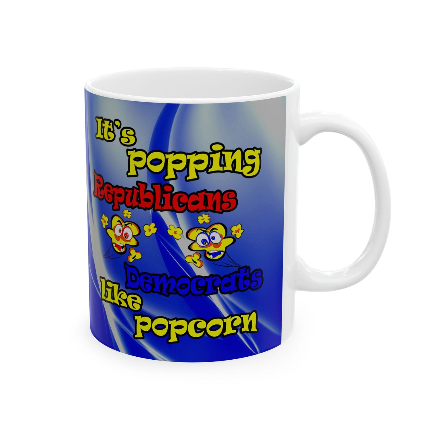 popping like popcorn - White Mug (blue-white wave)