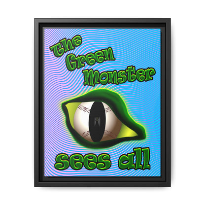 green monster - framed canvas art (light blue-purple wave)