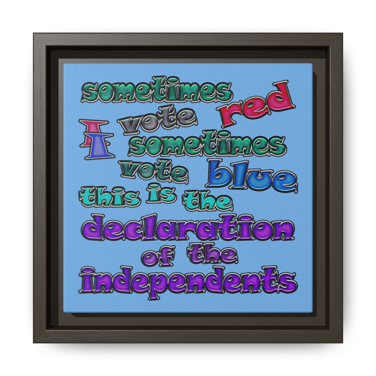 declaration of the independents - framed canvas art (light blue)