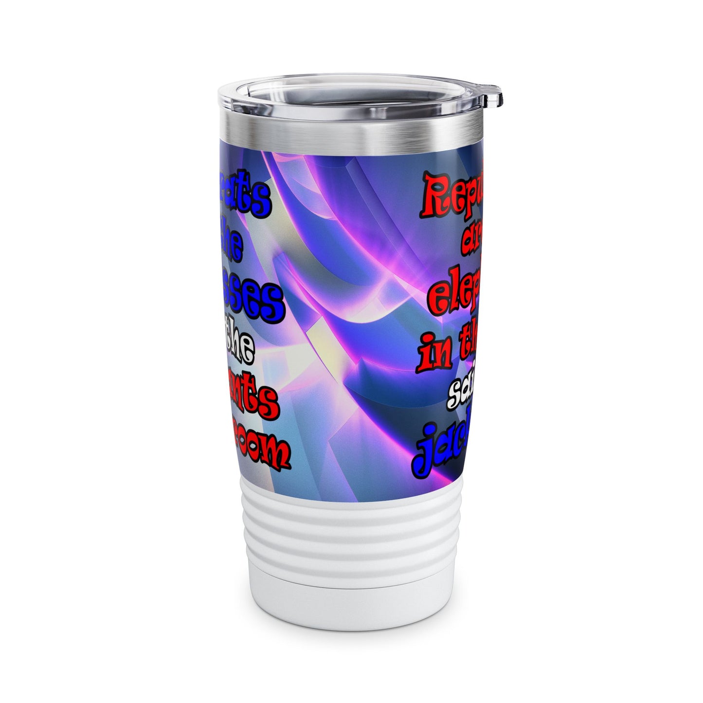 donkeys and elephants - Ringneck Tumbler, 20oz (grey-pink wave)