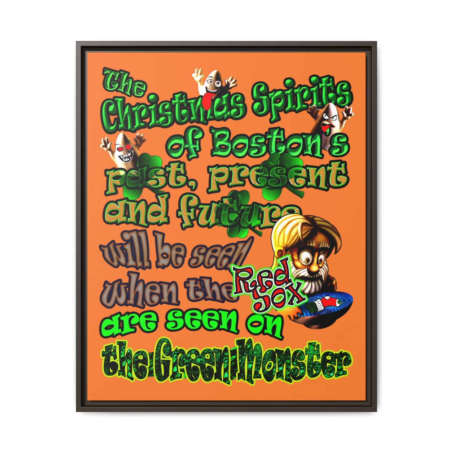 christmas spirits of boston - framed canvas art (crusta)