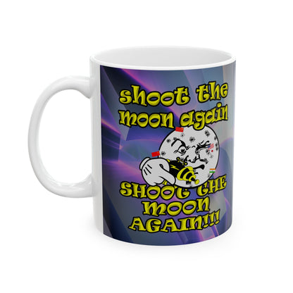 shoot the moon again - White Mug (grey-pink wave)