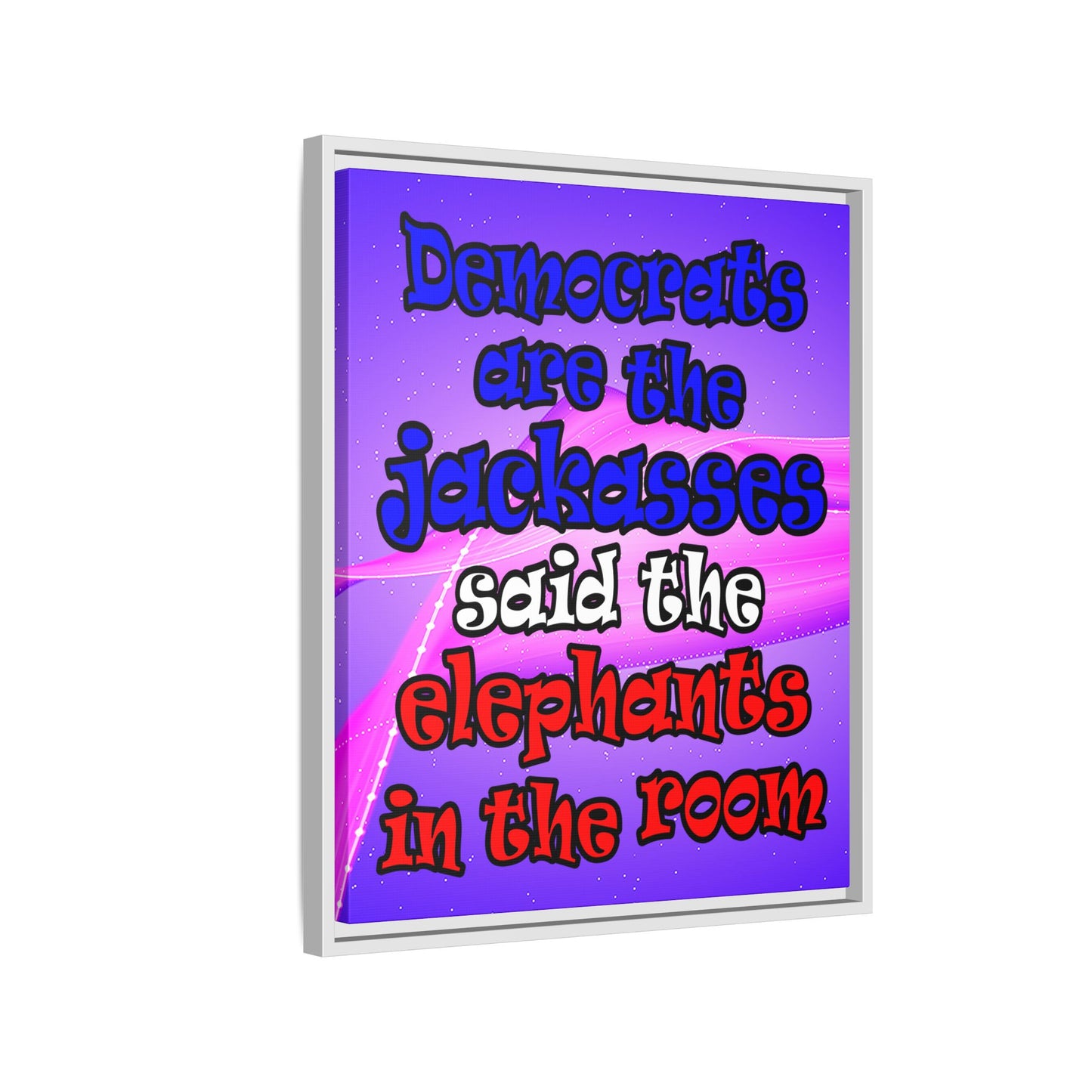 donkeys and elephants - framed canvas art (purple-pink wave)