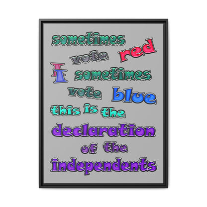 declaration of the independents - framed canvas art (light grey)