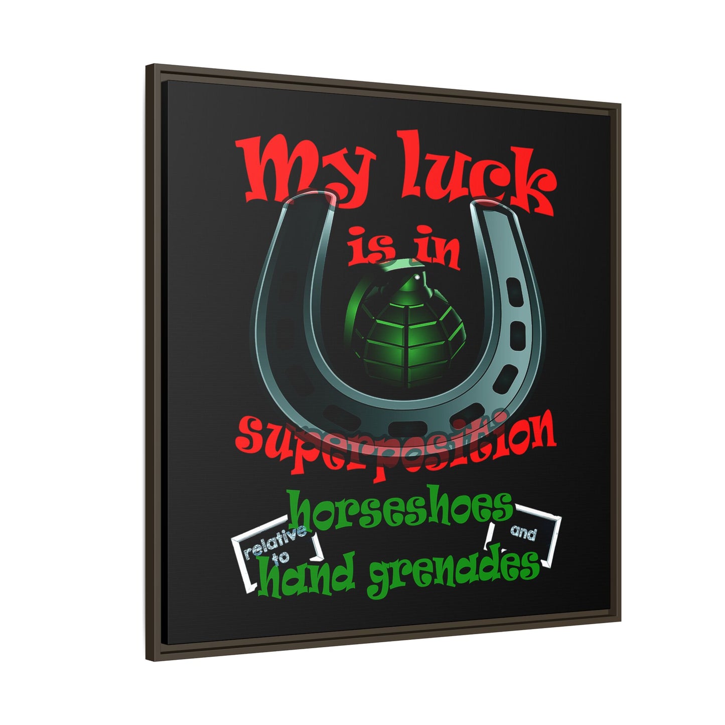 my luck - framed canvas art (black)