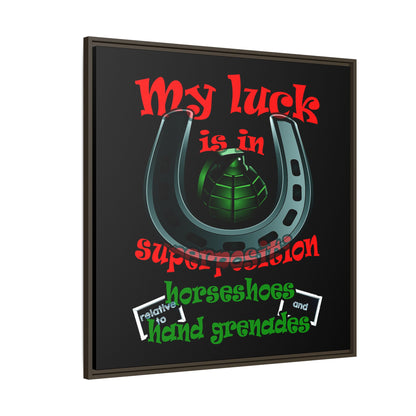 my luck - framed canvas art (black)