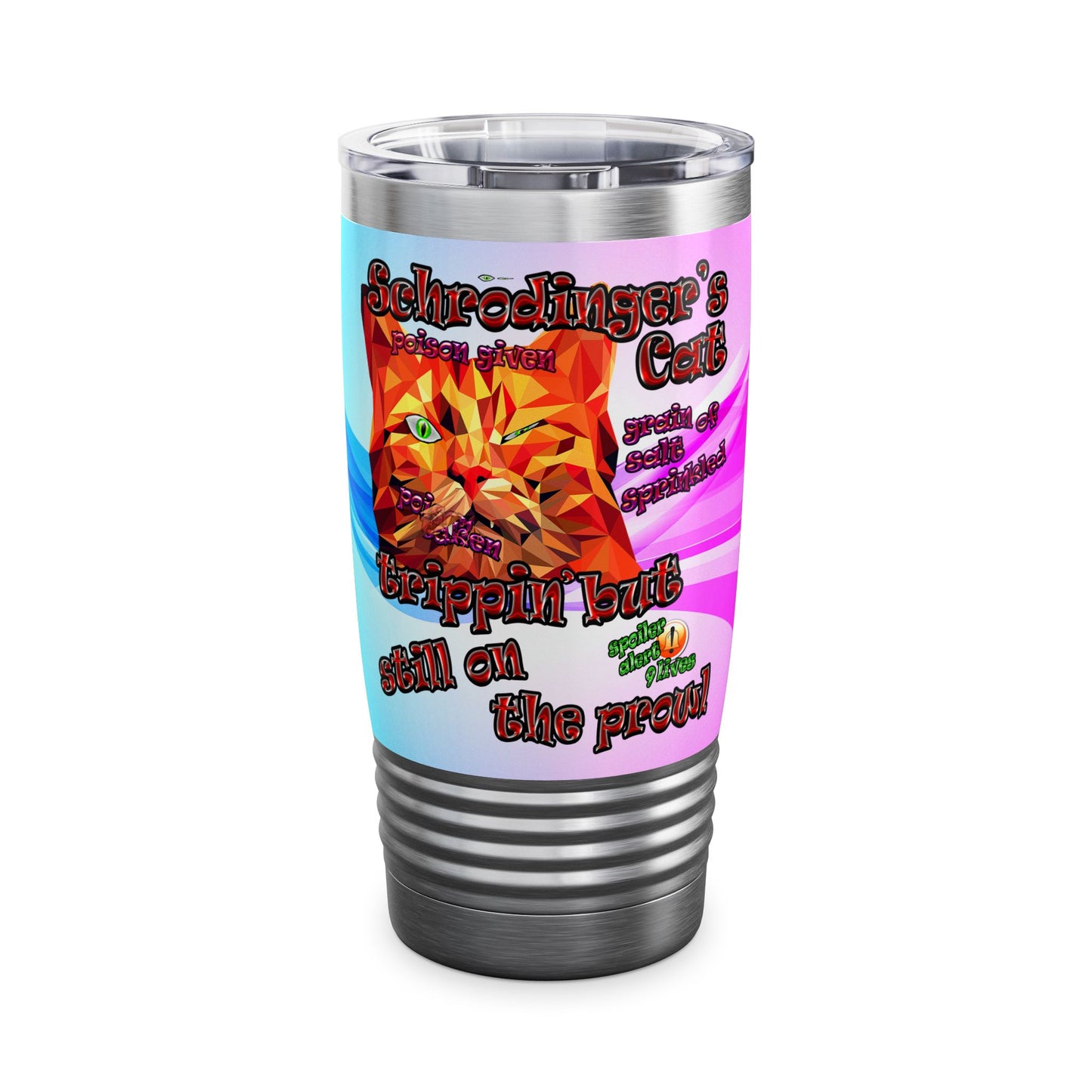 schrodinger's cat - Ringneck Tumbler, 20oz (light blue-pink wave)