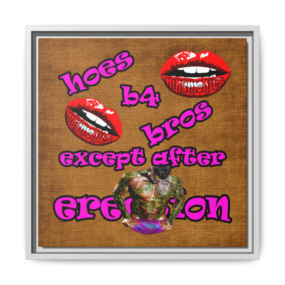 hoes b4 bros - framed canvas art (brown papyrus)