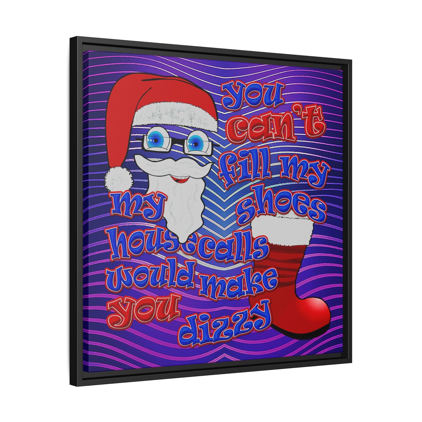 santa's shoes - framed canvas art (purple wave)