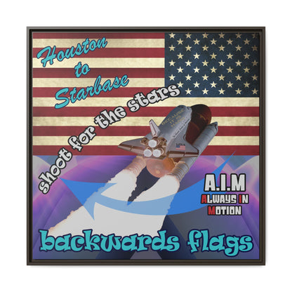 shoot for the stars - framed canvas art (grey-pink wave)