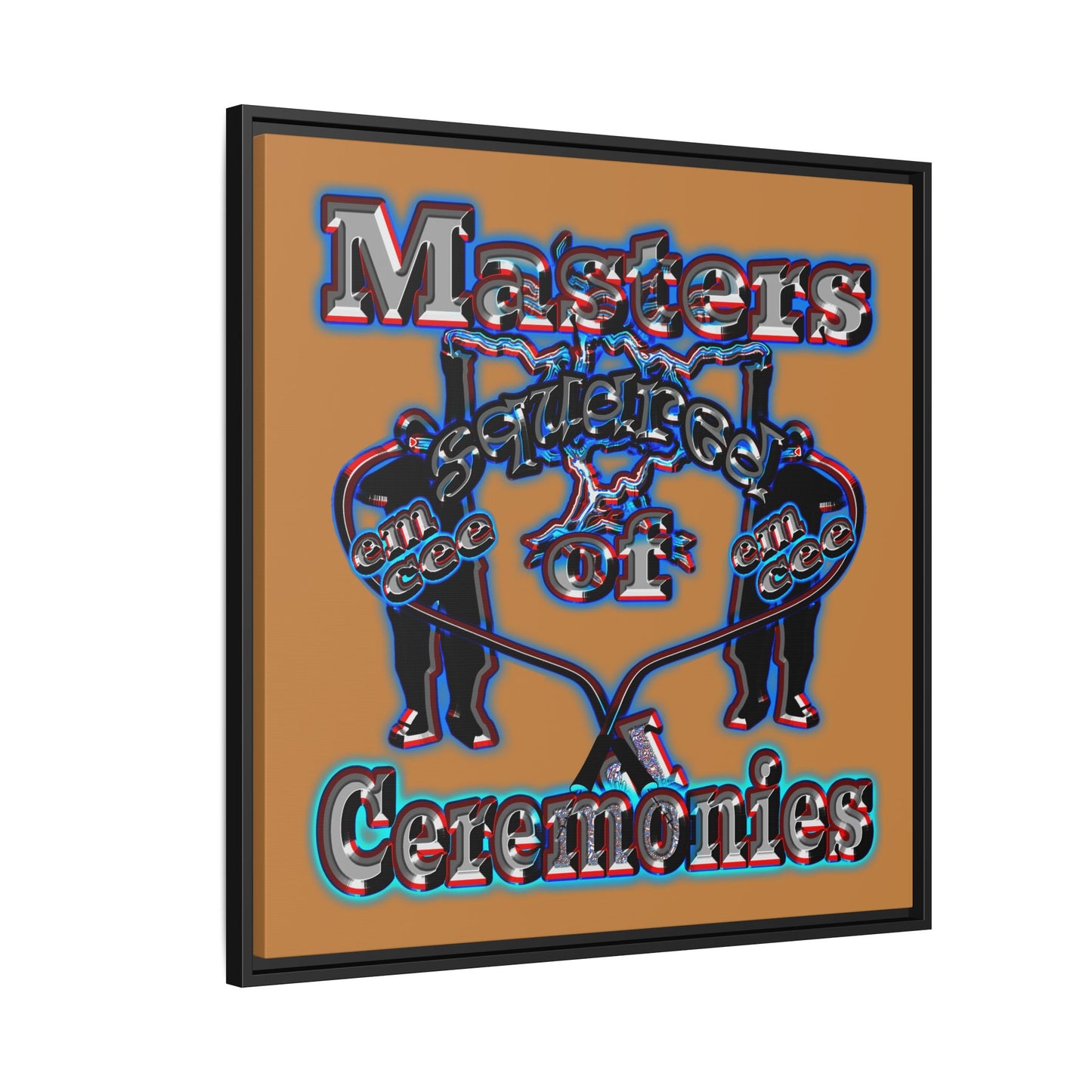 em cee squared - framed canvas art (light brown)