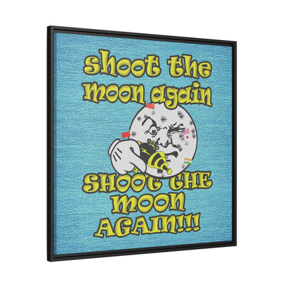 shoot the moon again - framed canvas art (faded blue)