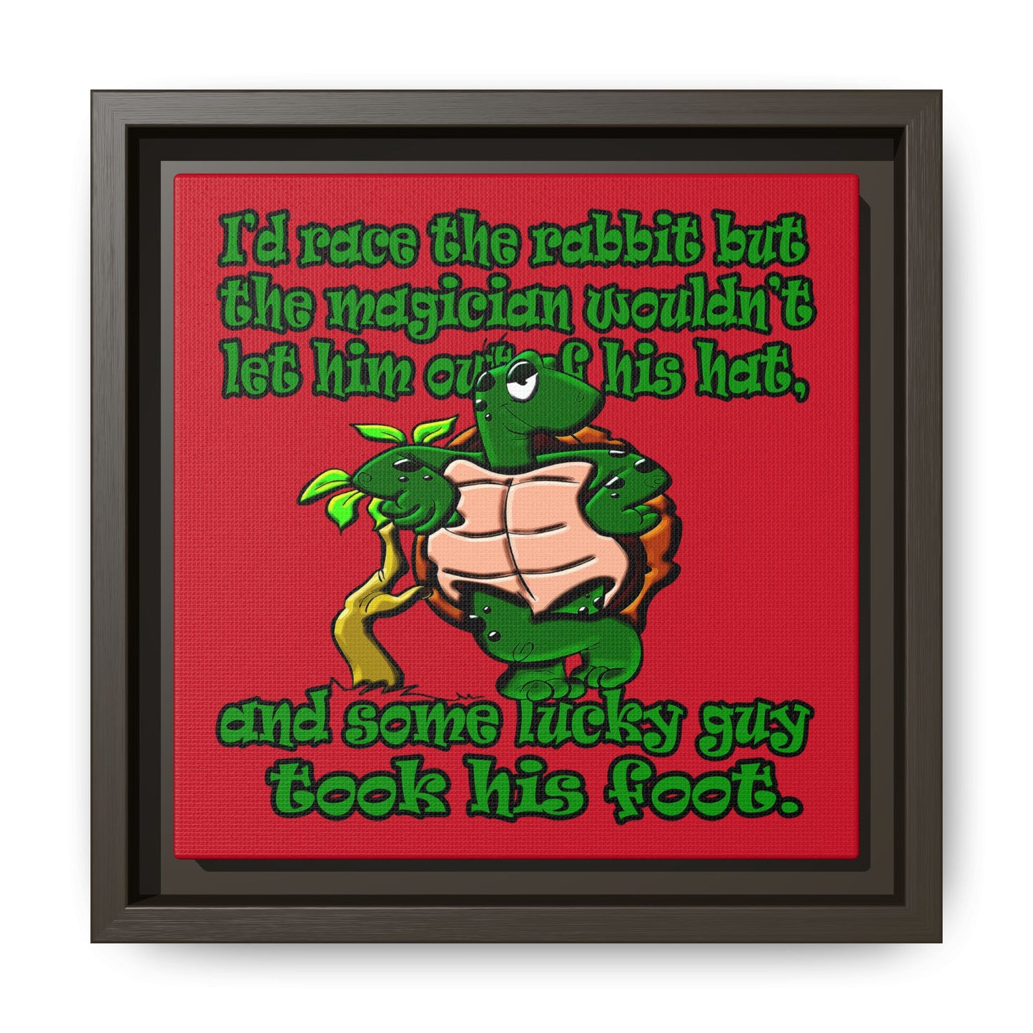 turtle race - framed canvas art (dark red)