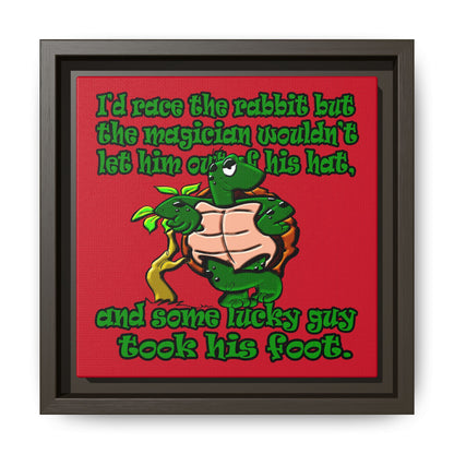 turtle race - framed canvas art (dark red)
