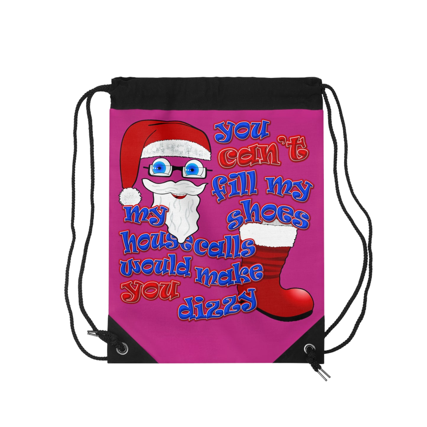 santa's shoes - Drawstring Bag (pink)