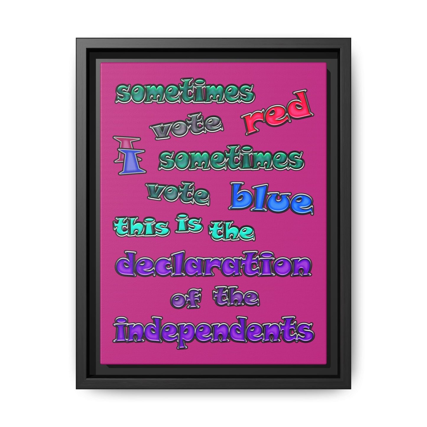 declaration of the independents - framed canvas art (pink)