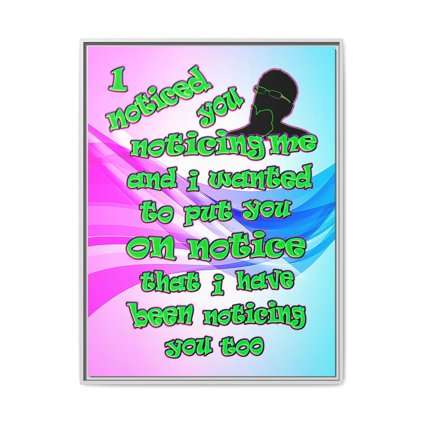 noticed you noticing - framed canvas art (light blue-pink wave)