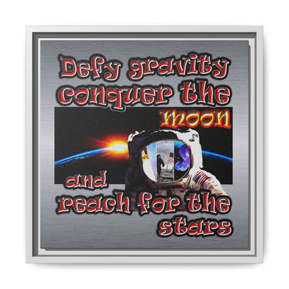 defy conquer reach - framed canvas art (brushed nickel)